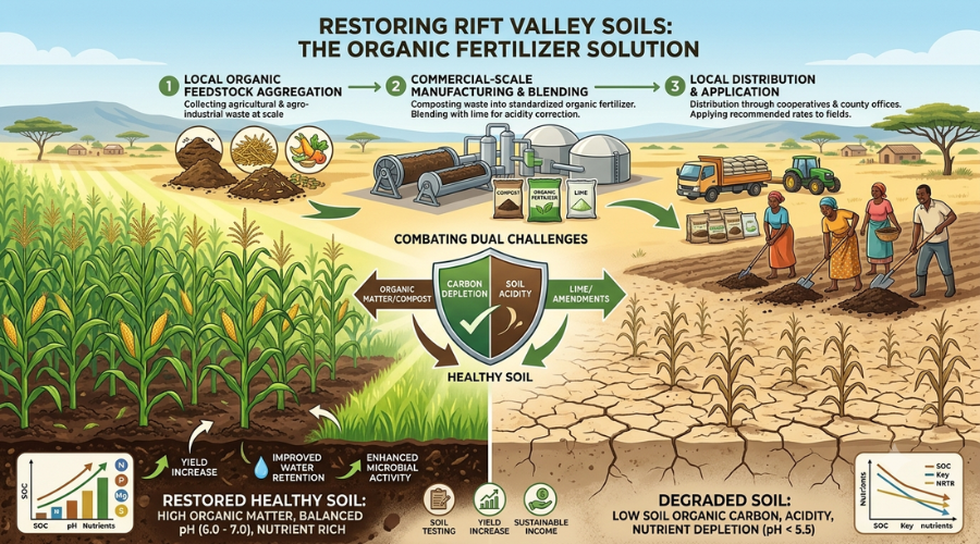 Restoring Rift Valley Soils: The Agronomic and Commercial Case for Mass-Producing Organic Fertilizer Locally mass-producing organic fertilizer Rift Valley